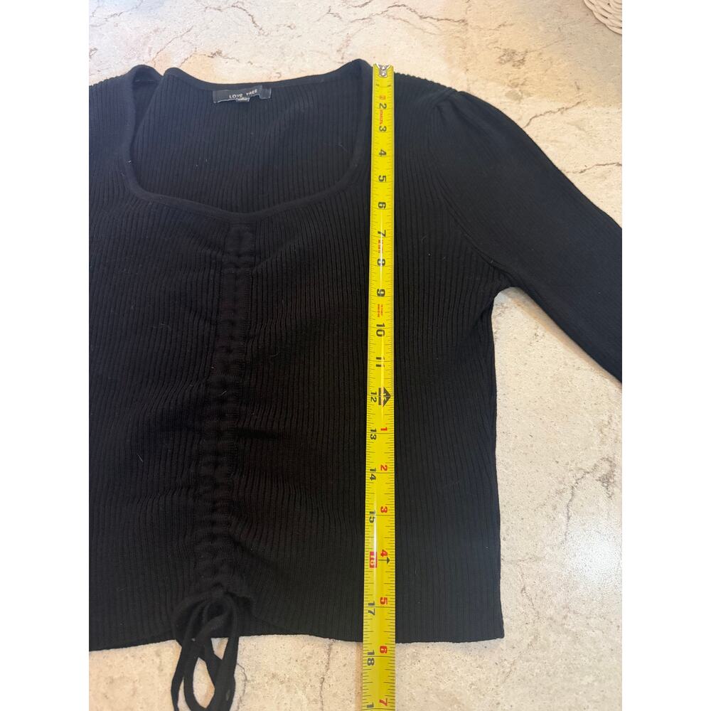 Love Tree Black Cinched Front Ribbed Crop Top - Size Small 🖤 - Picture 9 of 10